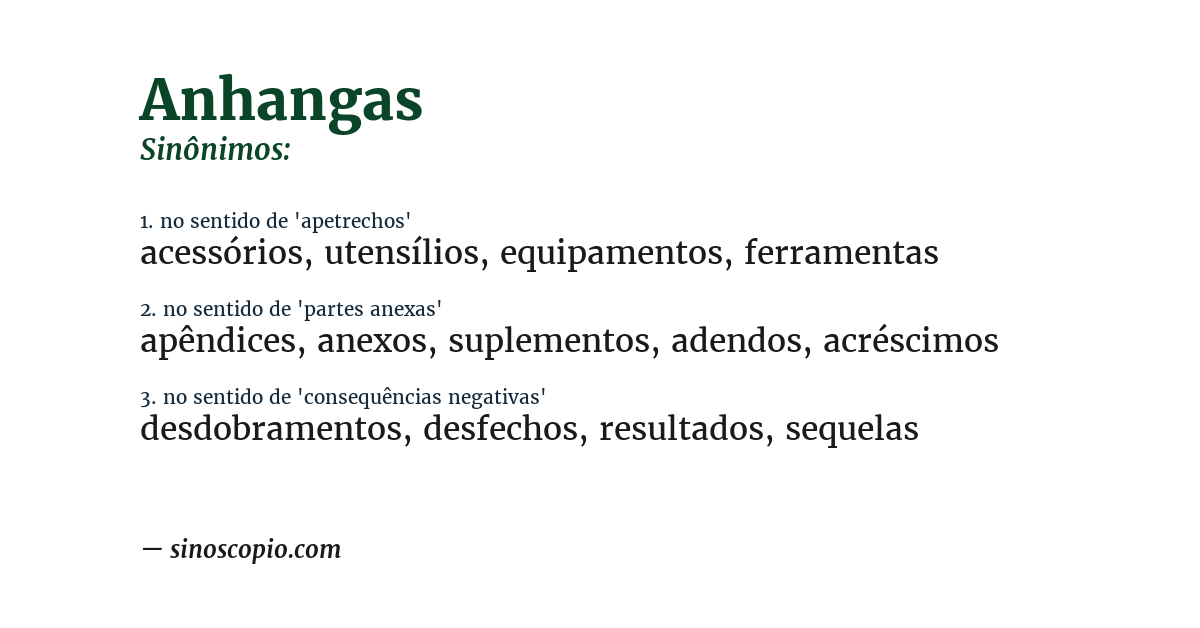 Sinônimo de anhangas