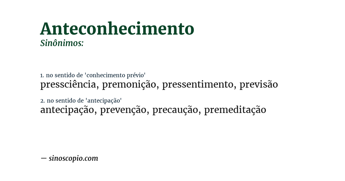 Sinônimo de anteconhecimento
