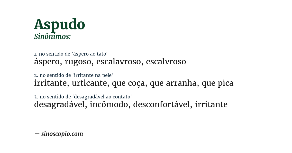Sinônimo de aspudo