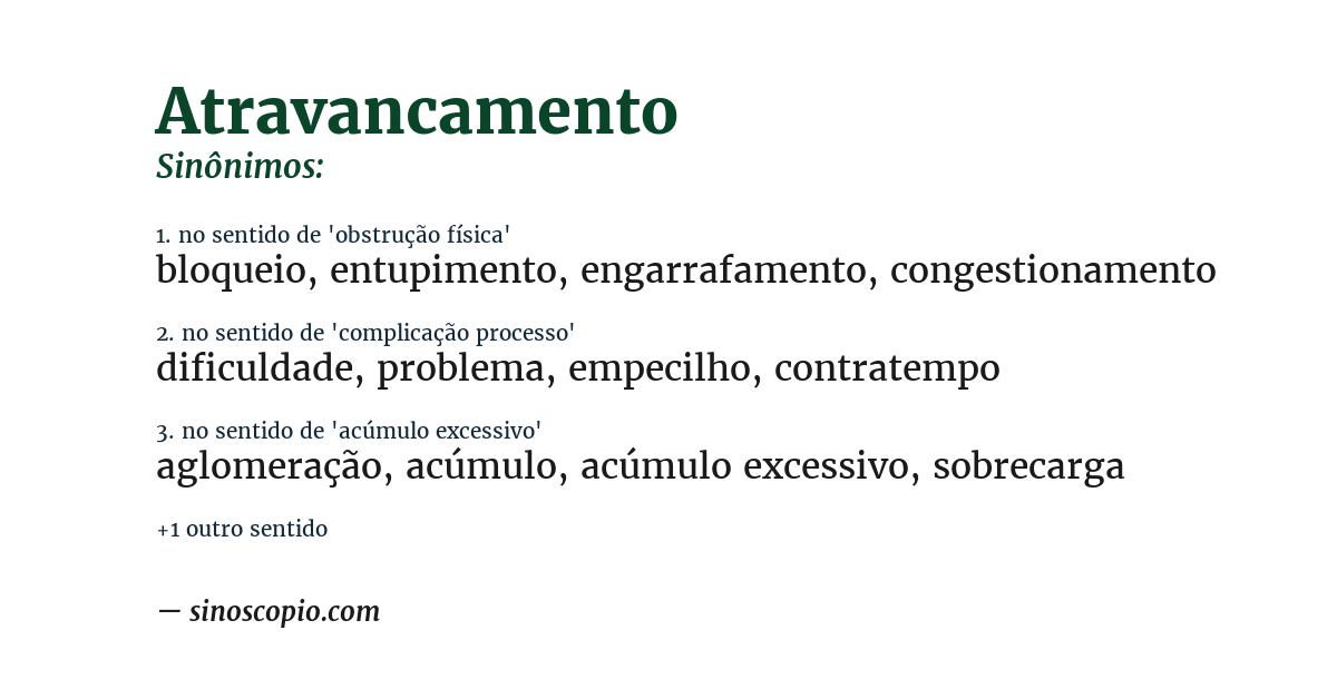 Sinônimo de atravancamento