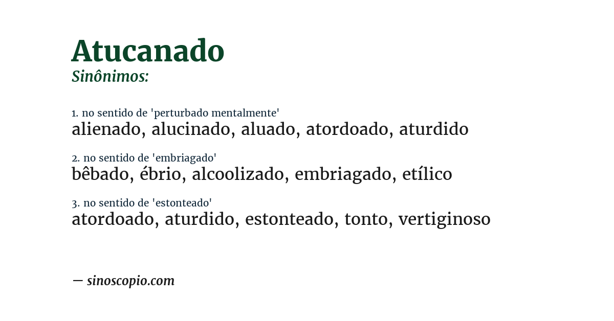 Sinônimo de atucanado