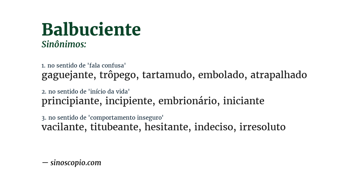 Sinônimo de balbuciente