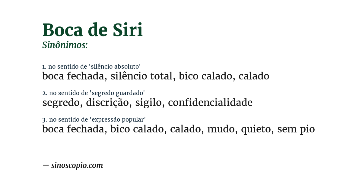 Sinônimo de boca de siri