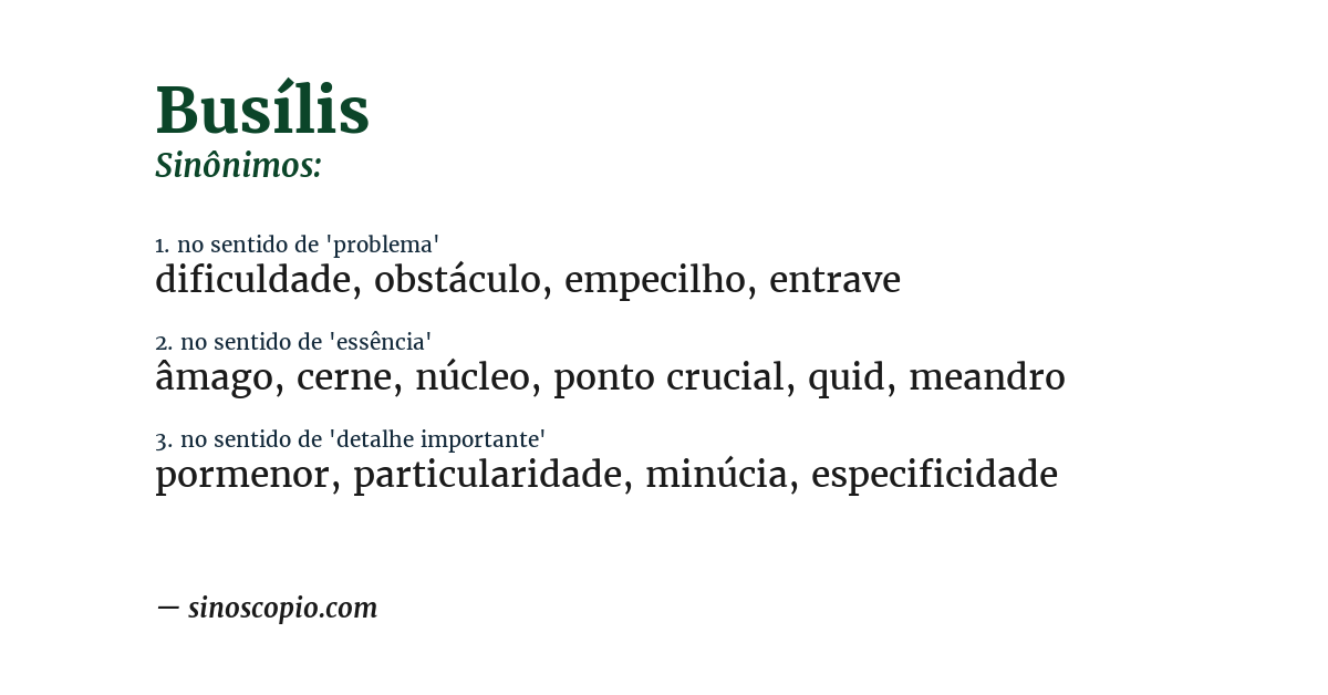 Sinônimo de busílis