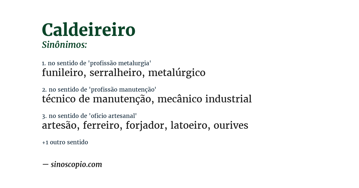 Sinônimo de caldeireiro