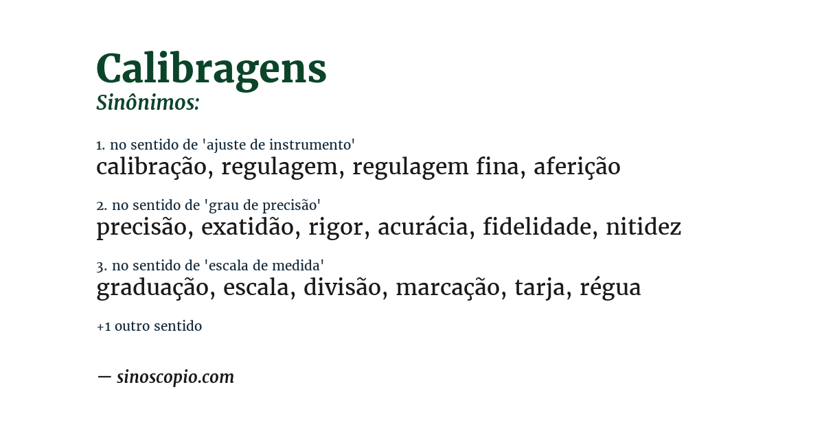 Sinônimo de calibragens