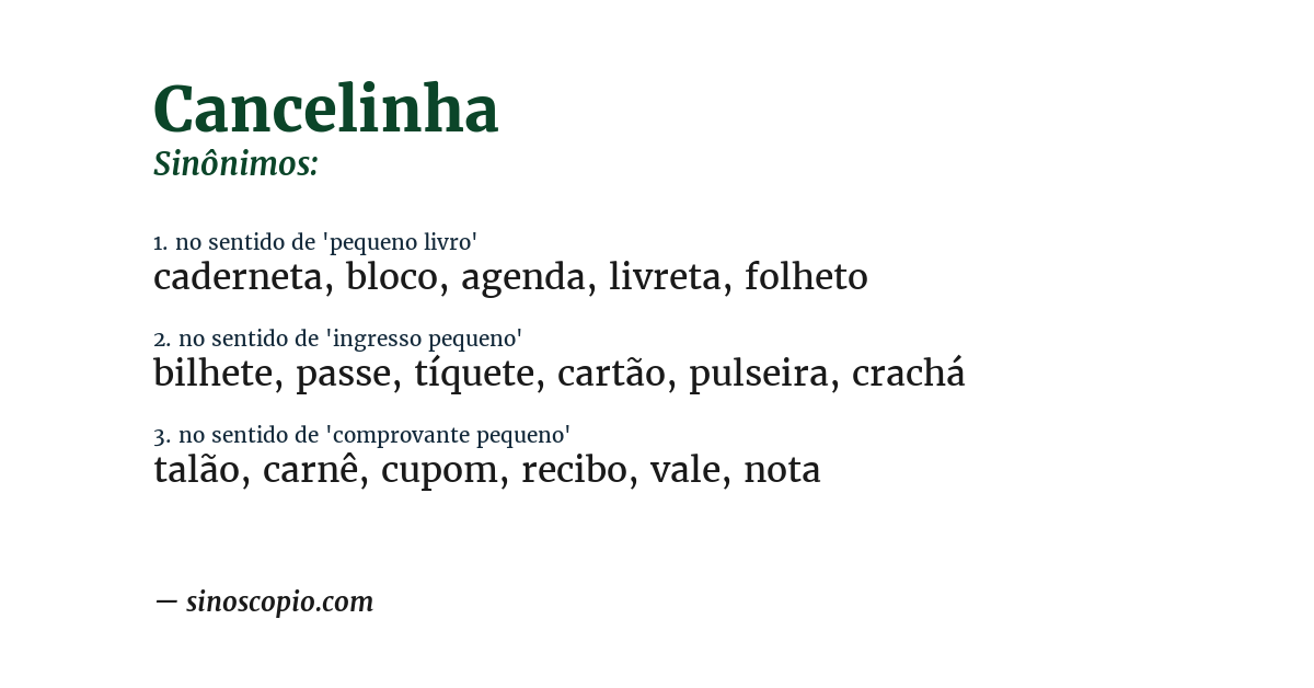 Sinônimo de cancelinha