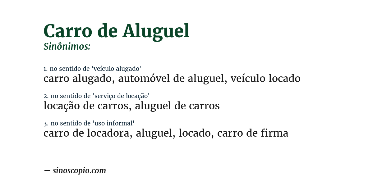 Sinônimo de carro de aluguel