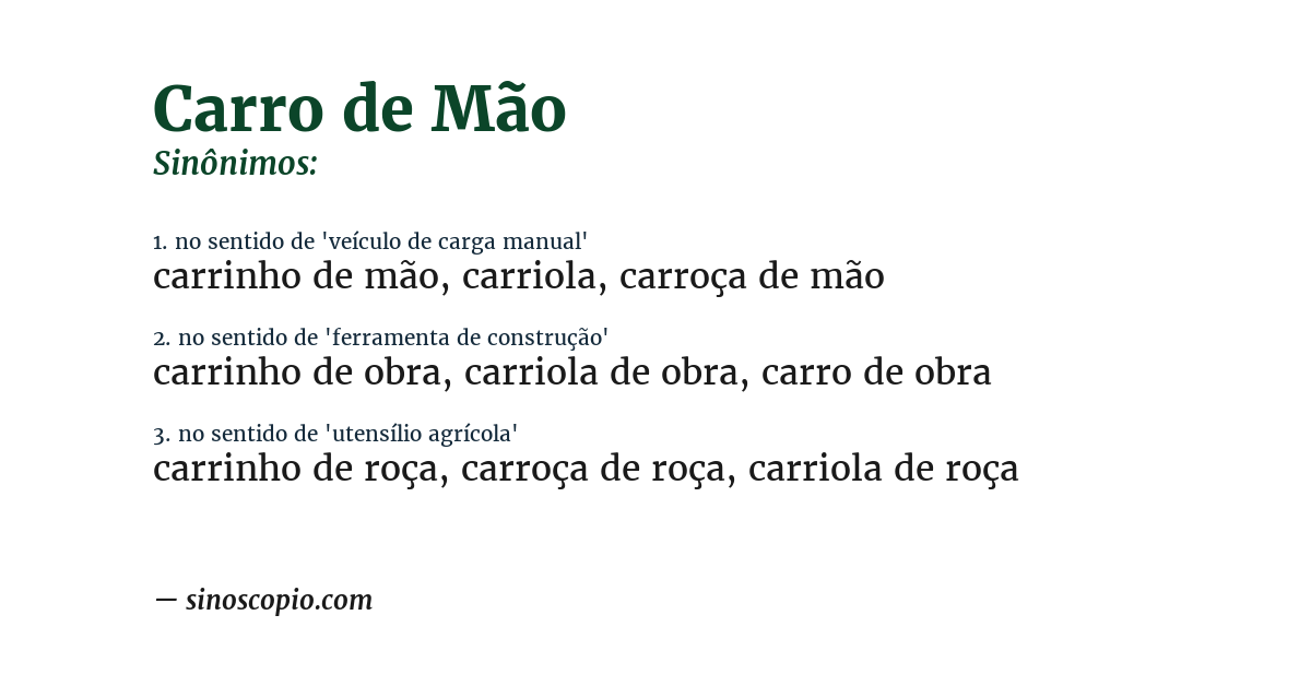 Sinônimo de carro de mão