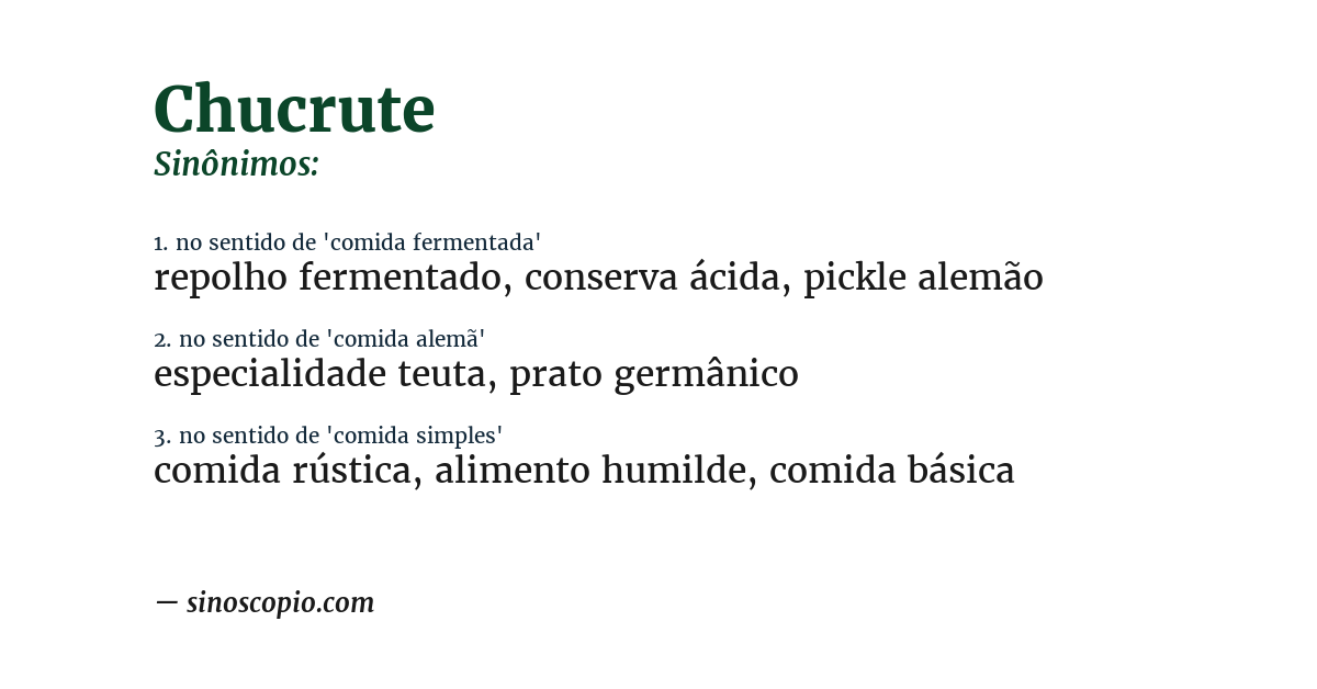 Sinônimo de chucrute