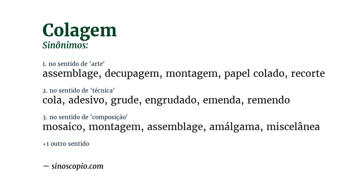 Sinônimo de colagem