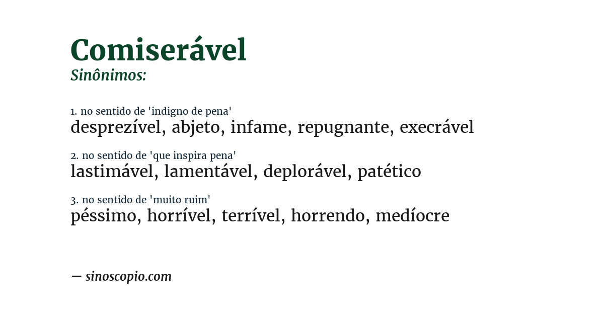 Sinônimo de comiserável