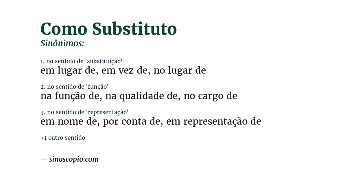 Sinônimo de como substituto