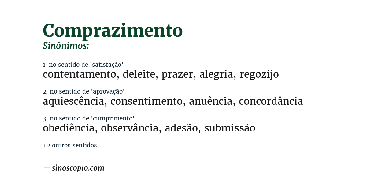 Sinônimo de comprazimento