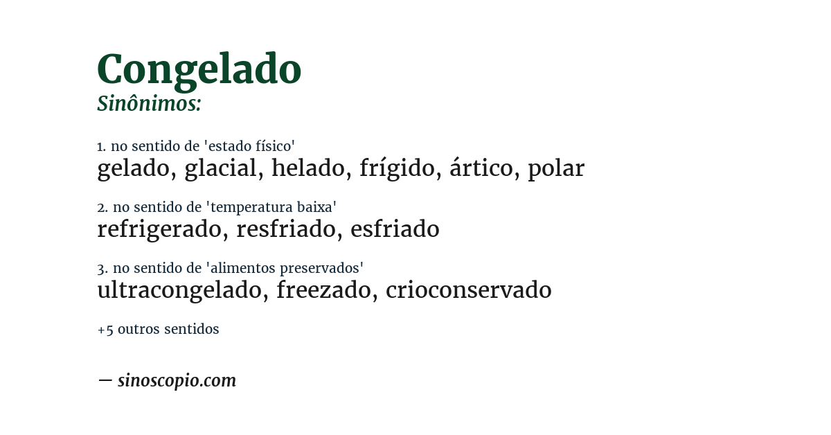 Sinônimo de congelado