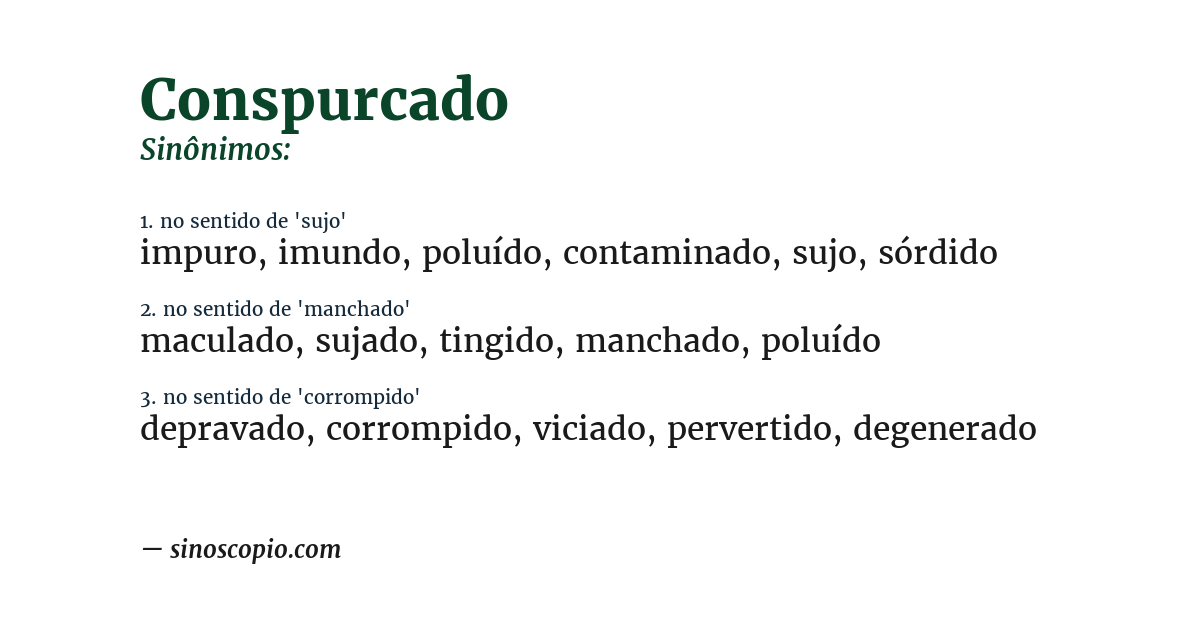 Sinônimo de conspurcado