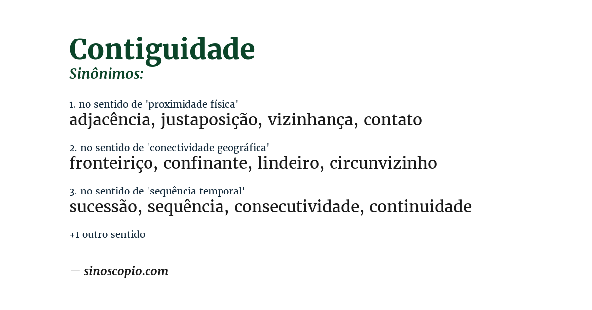 Sinônimo de contiguidade