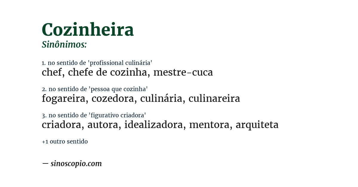 Sinônimo de cozinheira