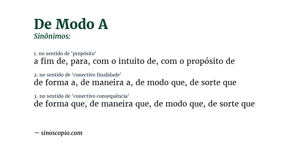 Sinônimo de de modo a