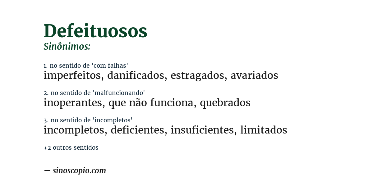 Sinônimo de defeituosos
