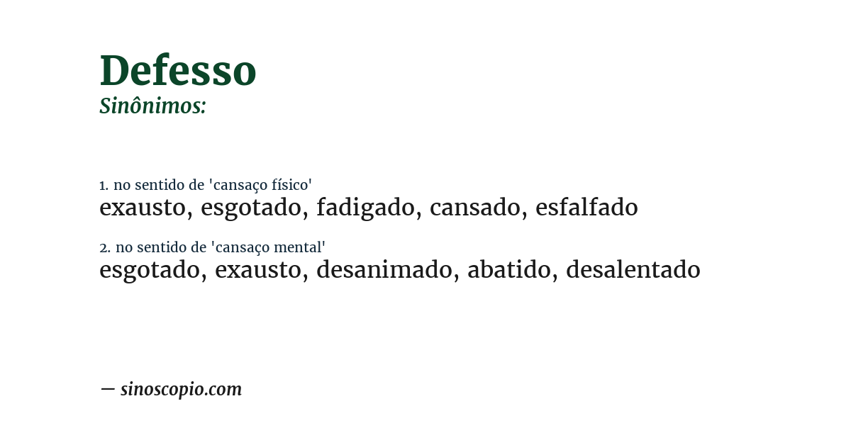 Sinônimo de defesso