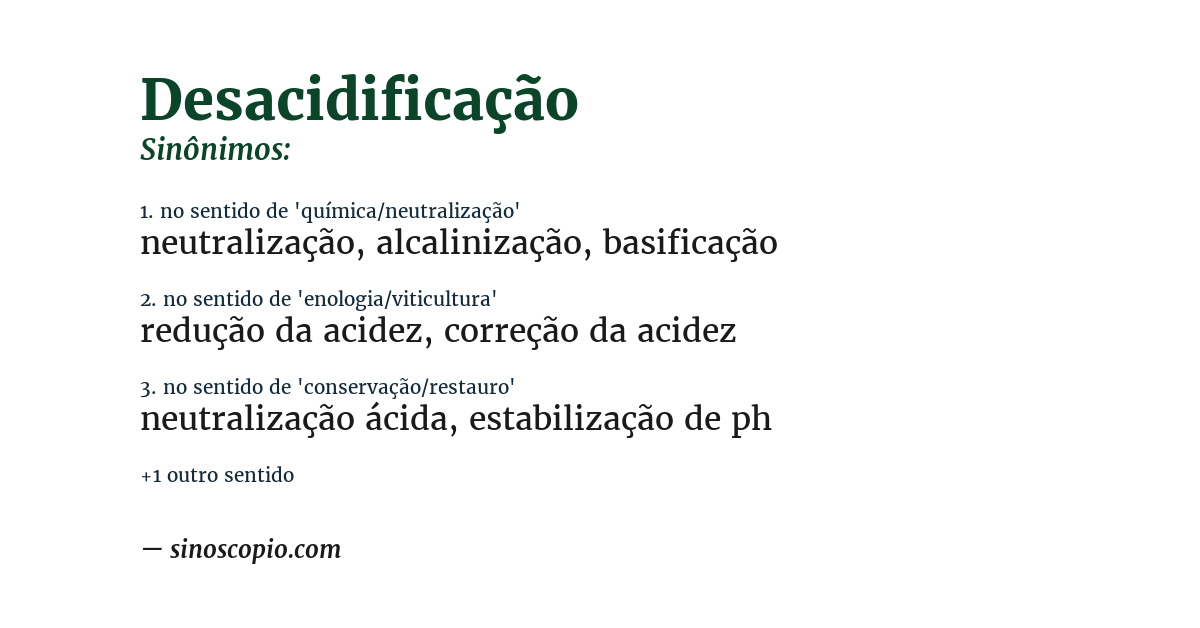 Sinônimo de desacidificação