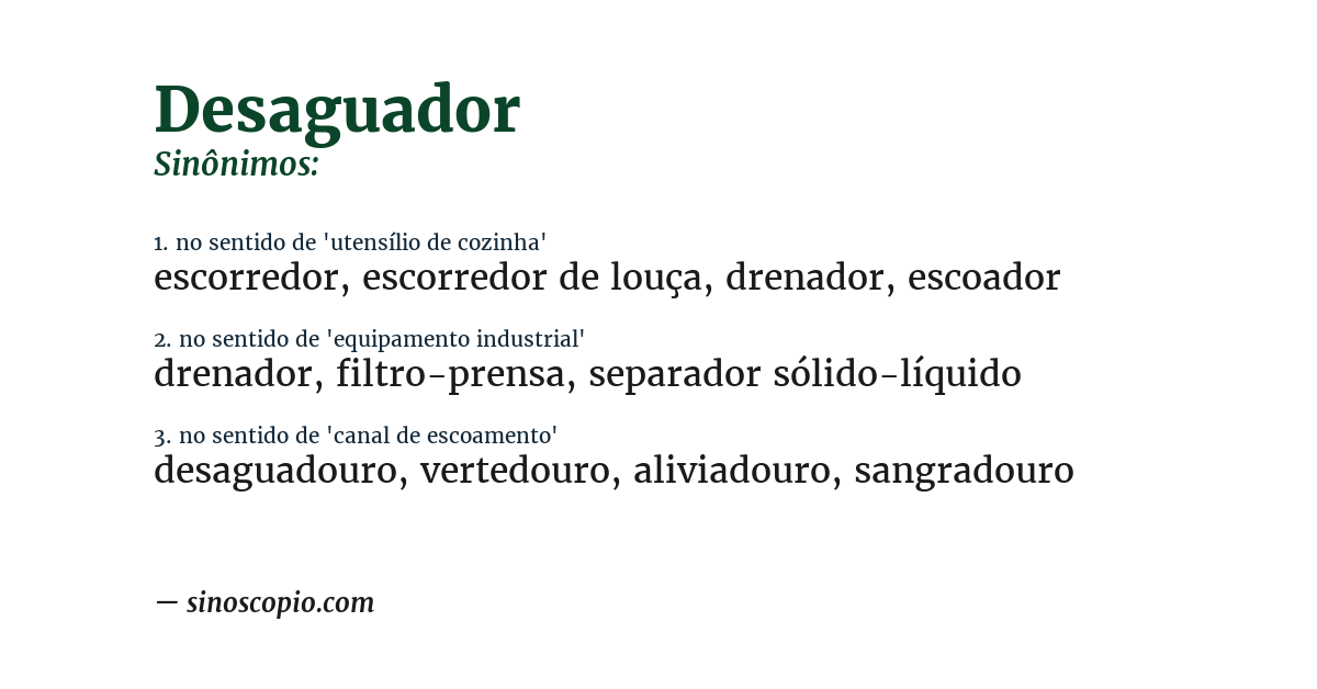 Sinônimo de desaguador