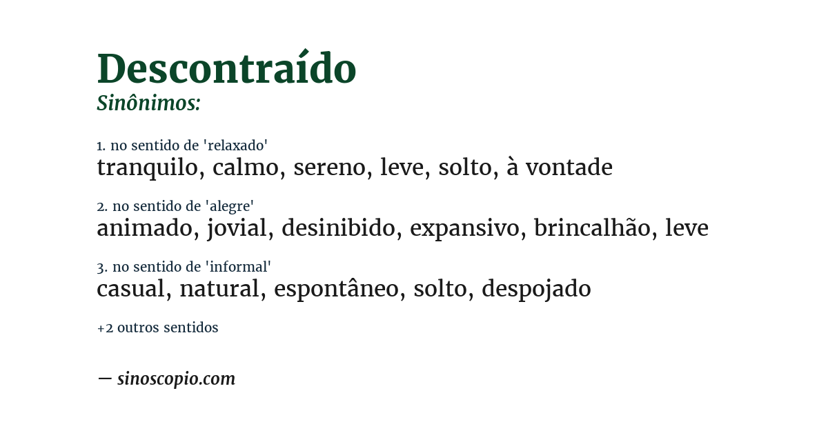 Sinônimo de descontraído