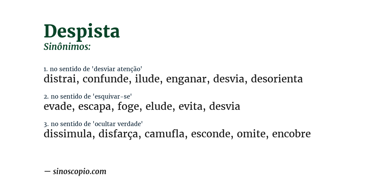 Sinônimo de despista