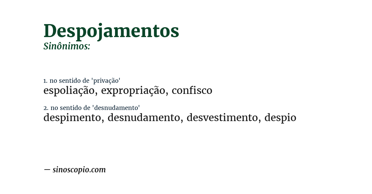 Sinônimo de despojamentos