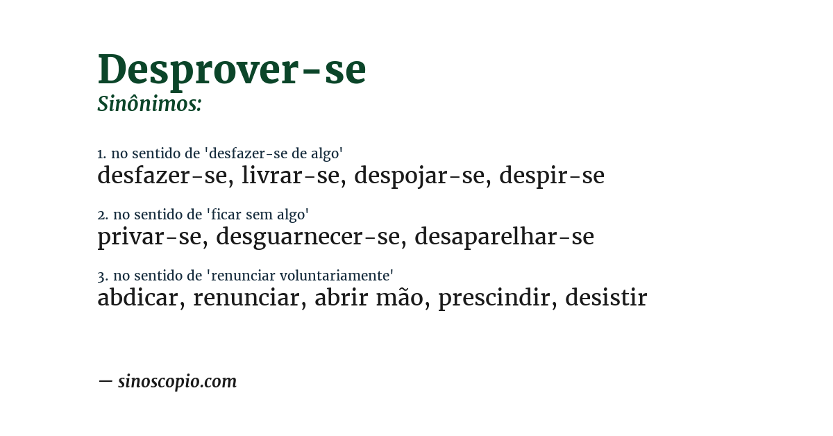 Sinônimo de desprover-se