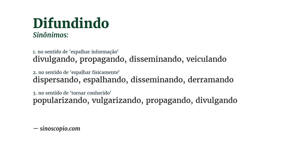 Sinônimo de difundindo