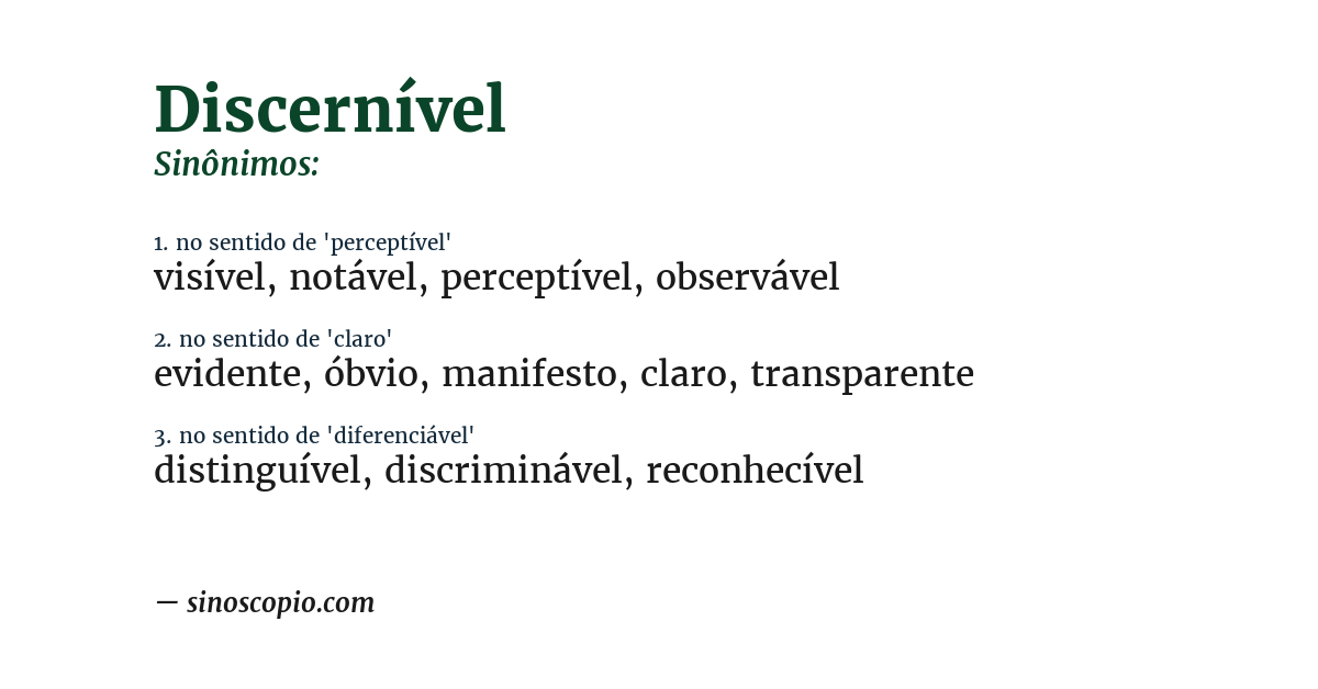 Sinônimo de discernível