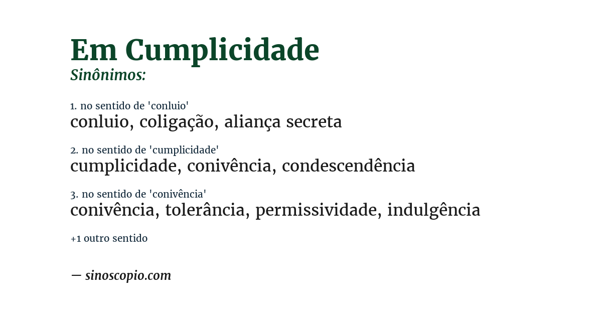 Sinônimo de em cumplicidade