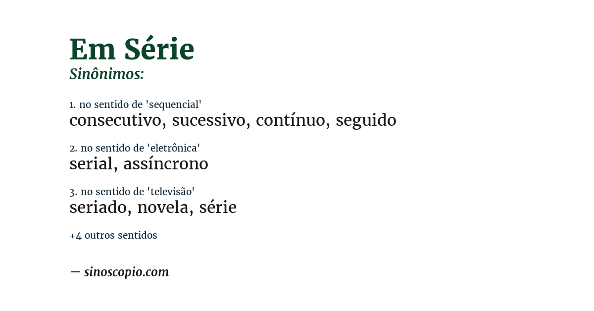Sinônimo de em série