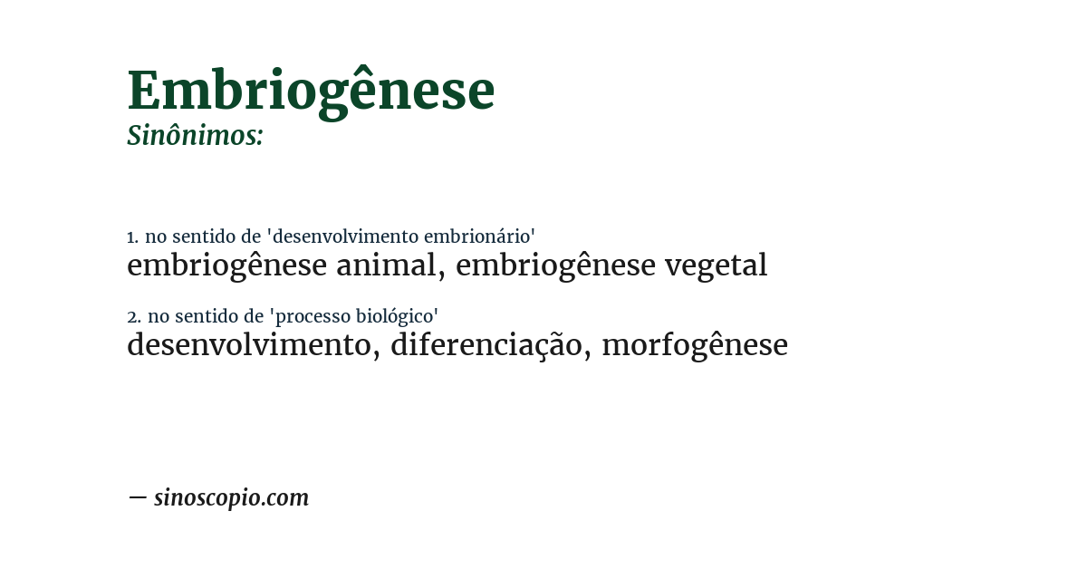 Sinônimo de embriogênese