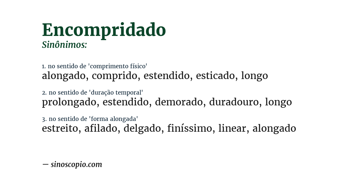 Sinônimo de encompridado