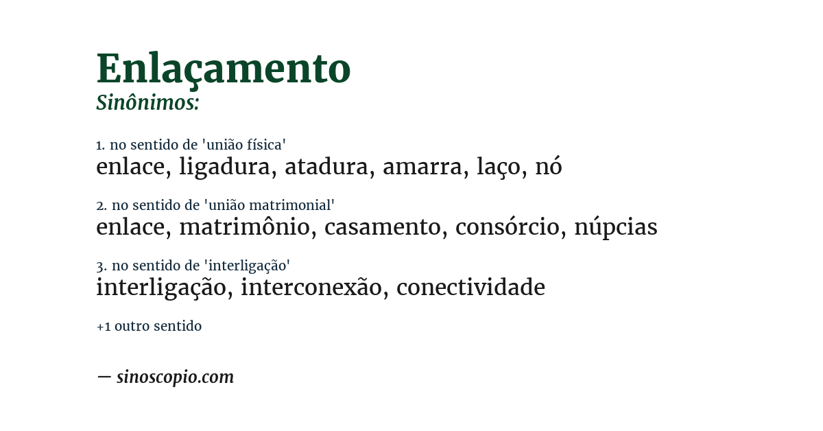 Sinônimo de enlaçamento