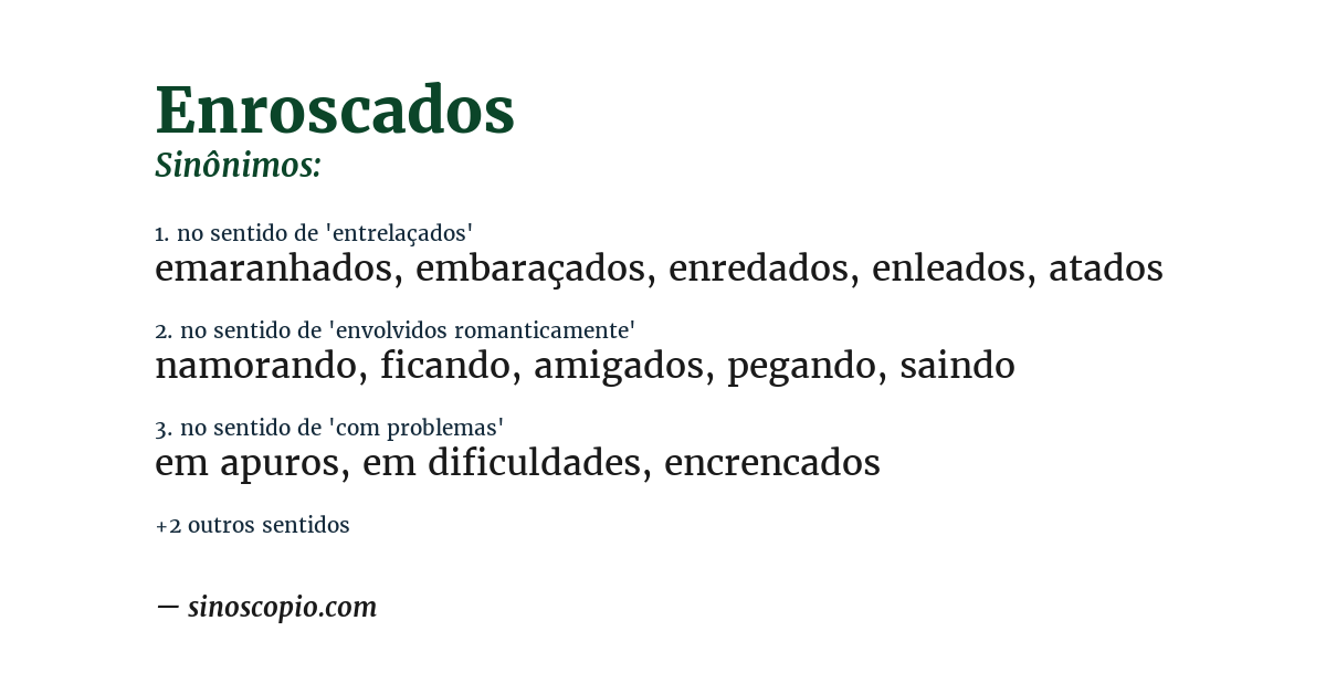 Sinônimo de enroscados