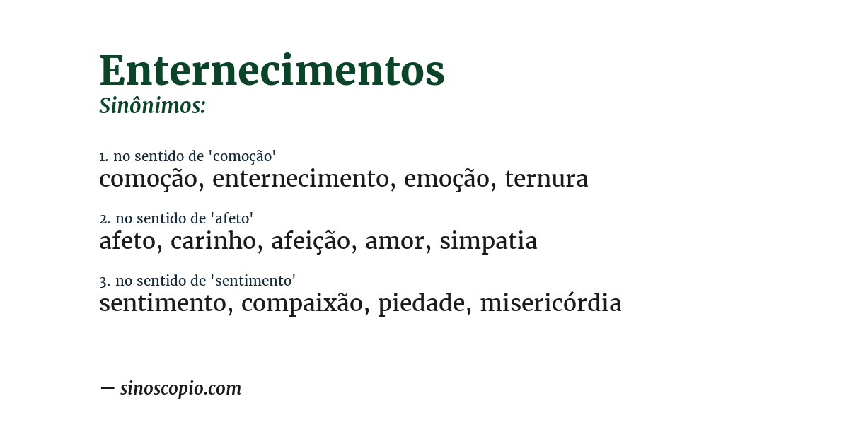 Sinônimo de enternecimentos