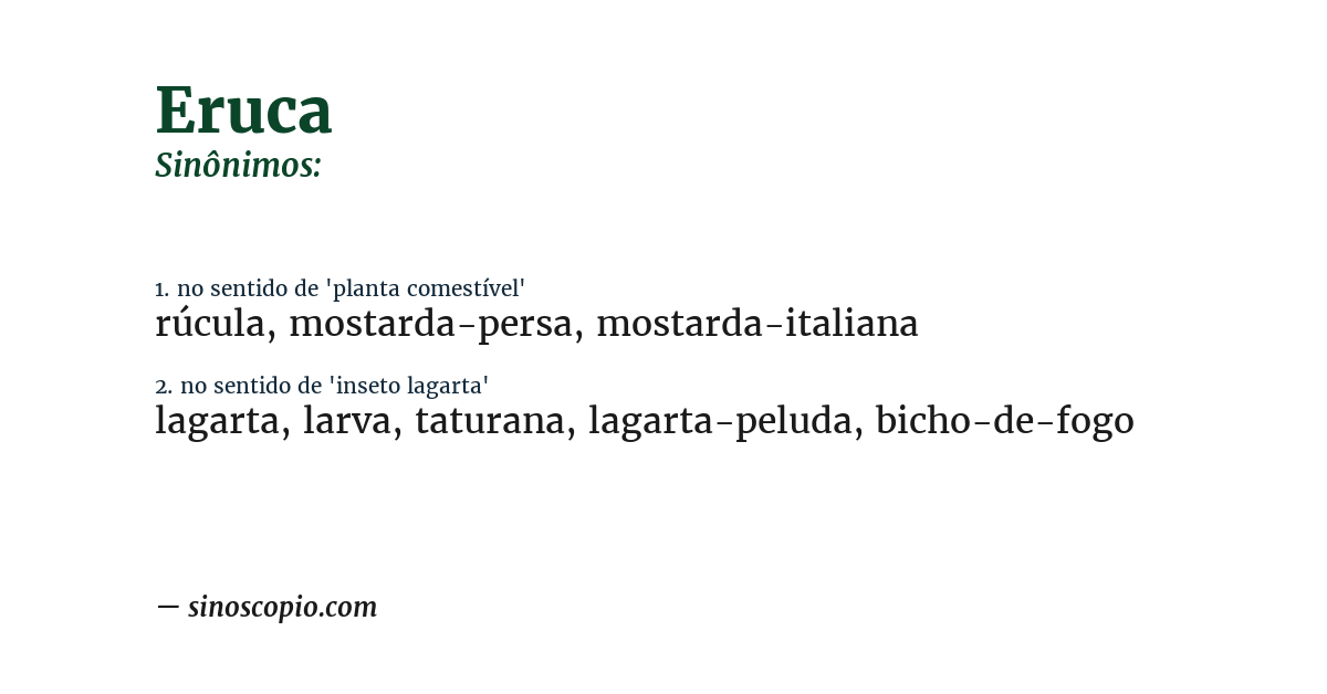 Sinônimo de eruca