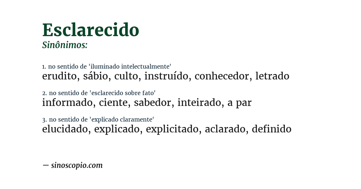 Sinônimo de esclarecido