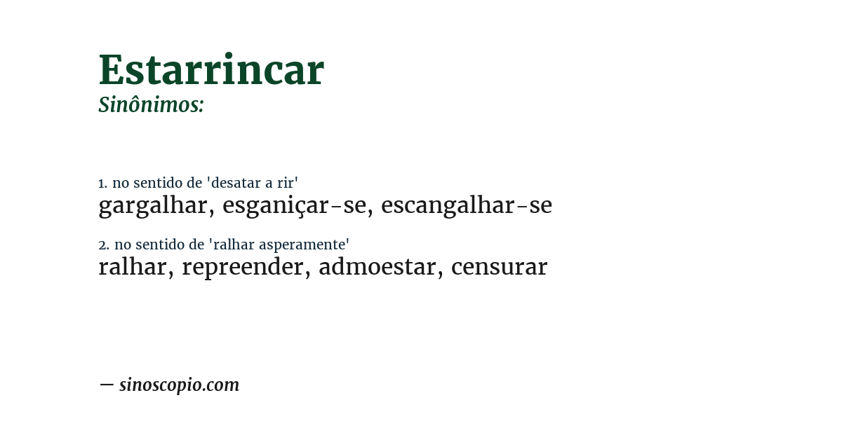 Sinônimo de estarrincar