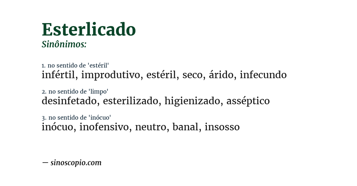 Sinônimo de esterlicado