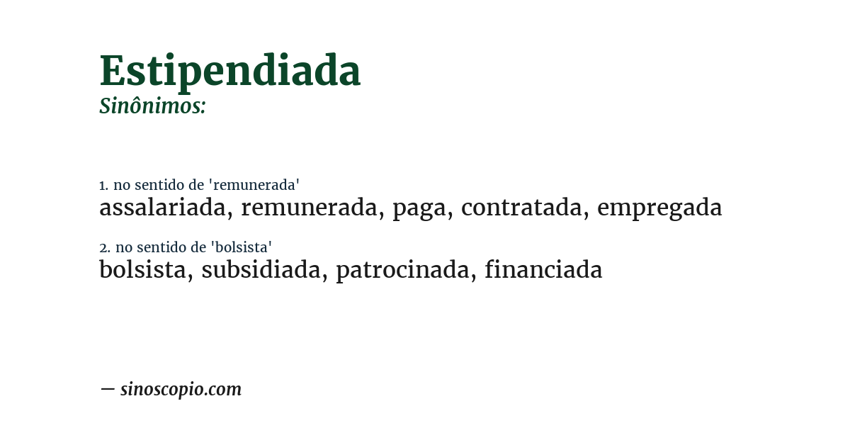 Sinônimo de estipendiada