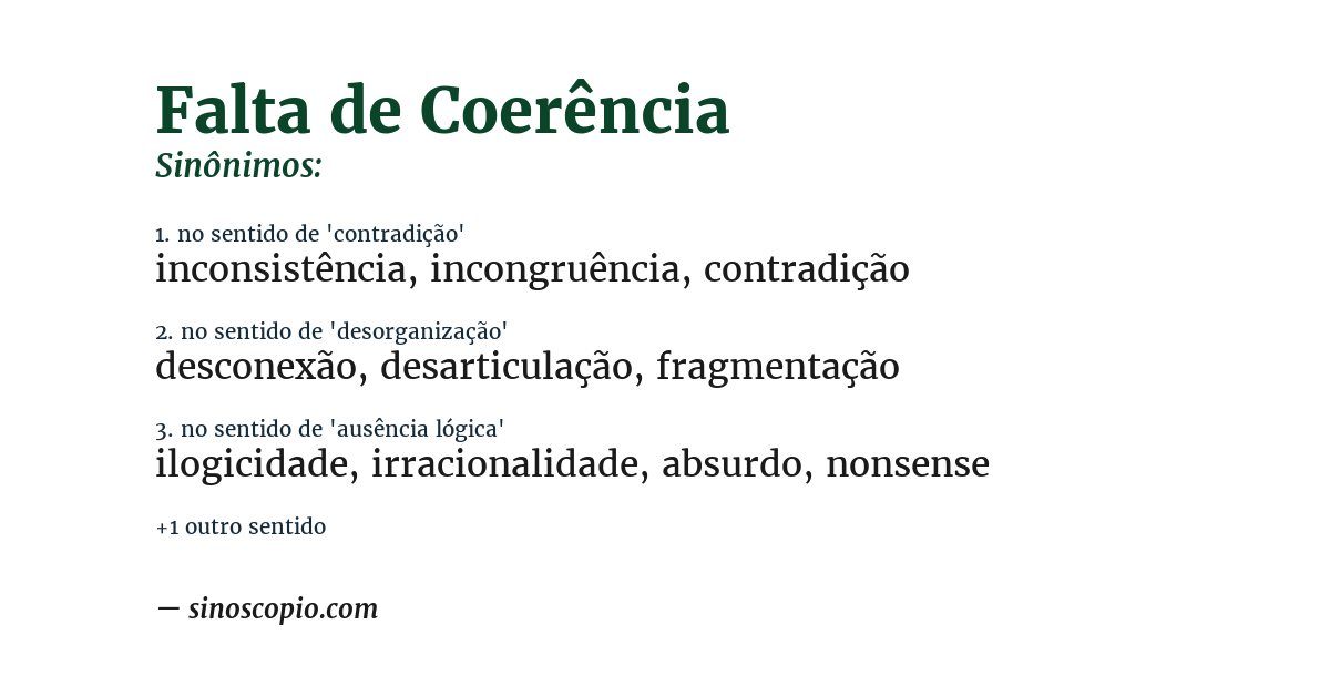 Sinônimo de falta de coerência