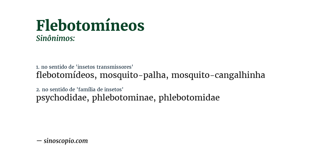 Sinônimo de flebotomíneos