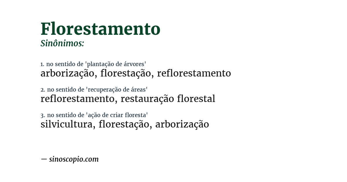 Sinônimo de florestamento