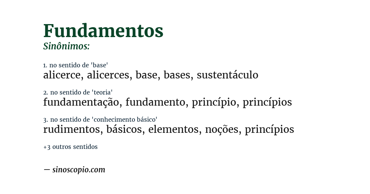 Sinônimo de fundamentos