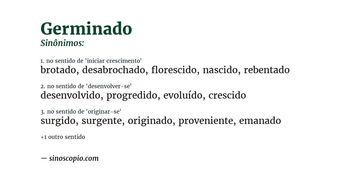 Sinônimo de germinado